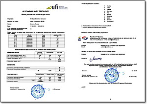 UFI standard audit certificate of Heat Treatment - 2019 Exhibition